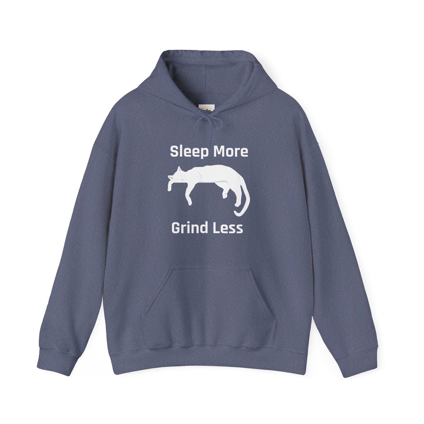 Sleep More Grind Less Hooded Sweatshirt - Cozy Unisex Hoodie for Cat Lovers